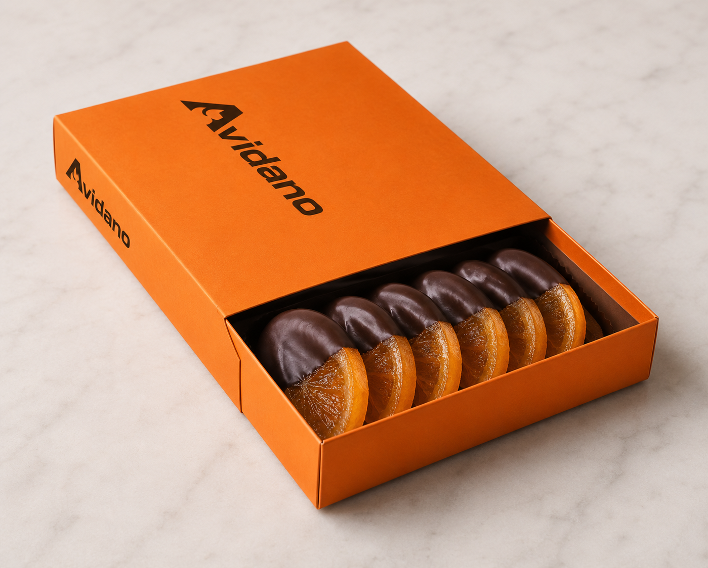 Arance candite ricoperte di cioccolato fondente Avidano