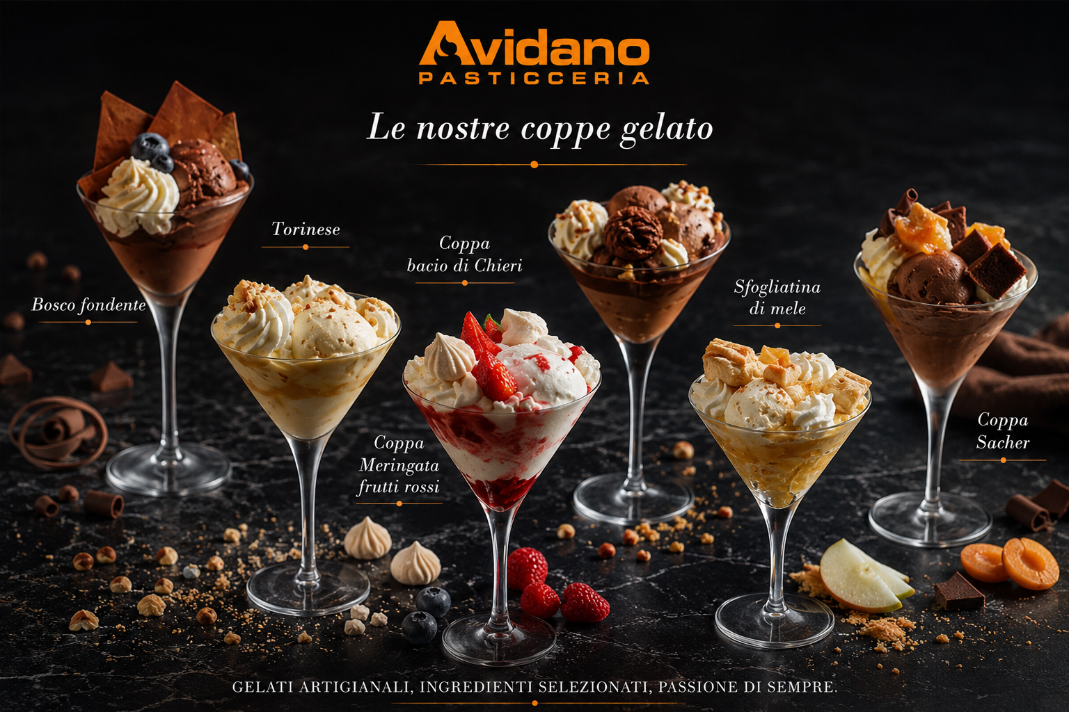 coppe gelato Avidano pasticceria